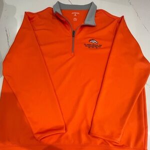 Denver Broncos Antigua Performance Jacket Orange Quarter-Zip Relaxed Fit